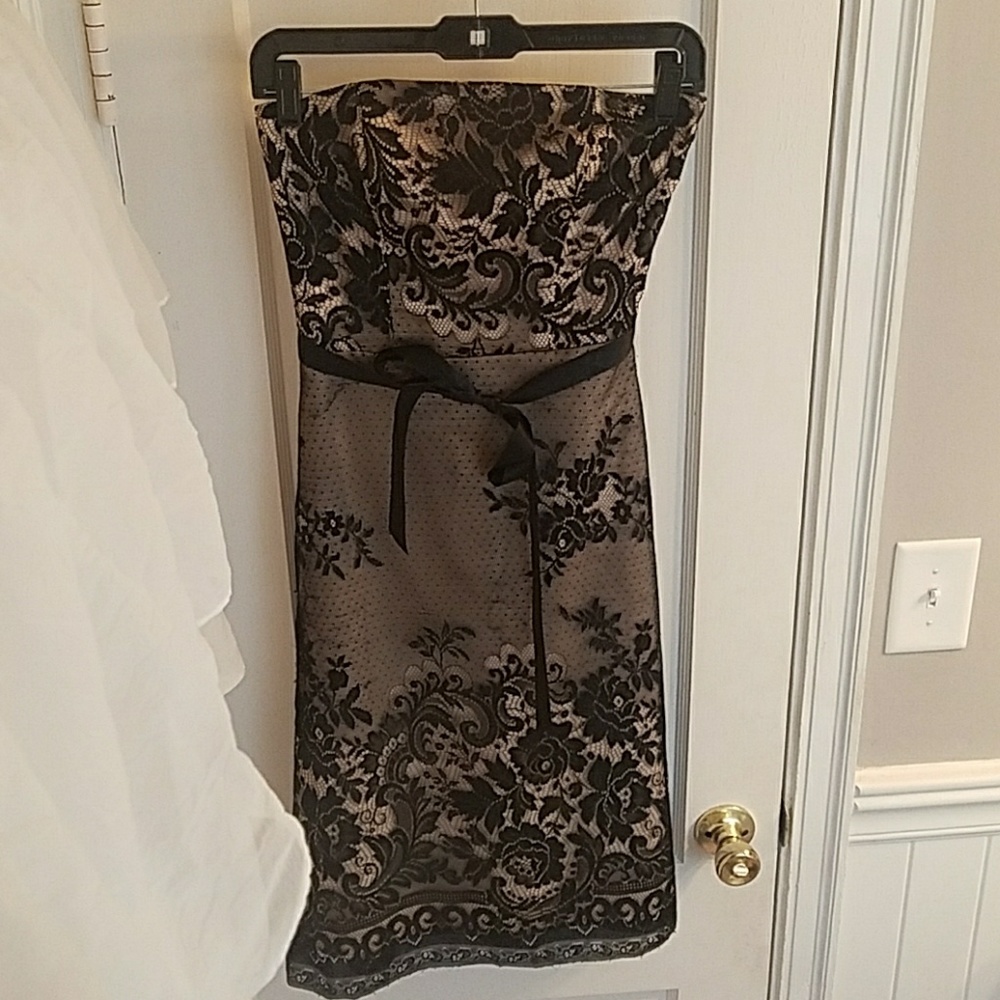 Strapless Lace Midi Dress